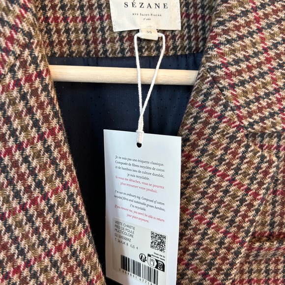 Sezane Multicolor Houndstooth Blazer - Picture 2 of 7